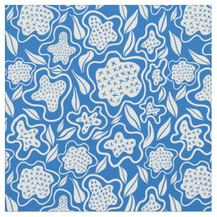 Kreuzstitch Floral Royal Blau und Weiße Stoffe
