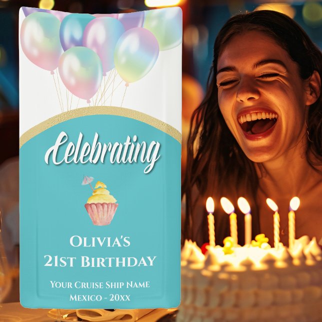 Kreuztürdekoration Signieren der Zimmertür Geburts Banner (Celebrate your birthday with a cruise vacation. Happy Birthday to you!)