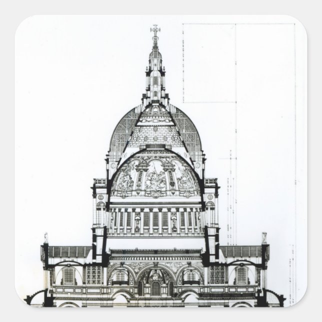 Kreuzung der St. Paul's Cathedral Quadratischer Aufkleber (Vorderseite)