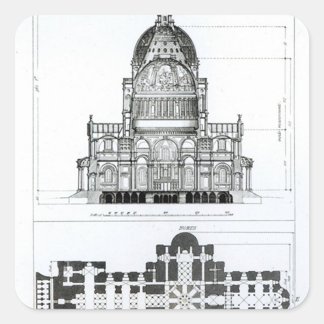 Kreuzung der St. Paul's Cathedral Quadratischer Aufkleber (Vorderseite)