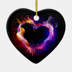 **KREUZUNG** HERZ AM FEUER KERAMIK ORNAMENT