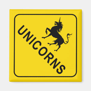 Kreuzungen von Einhorn, Gelbe Warnschild Magnet