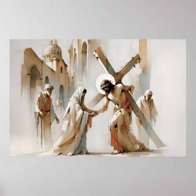Kreuzweg Jesus begegnet seiner Mutter Poster (Vorne)