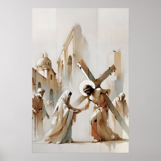 Kreuzweg Jesus begegnet seiner Mutter Poster (Vorne)