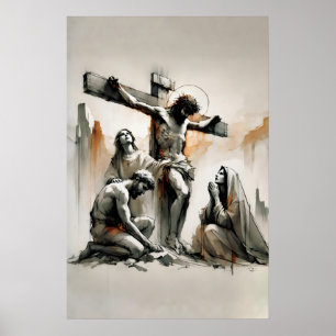 Kreuzweg Jesus stirbt am Kreuz Poster