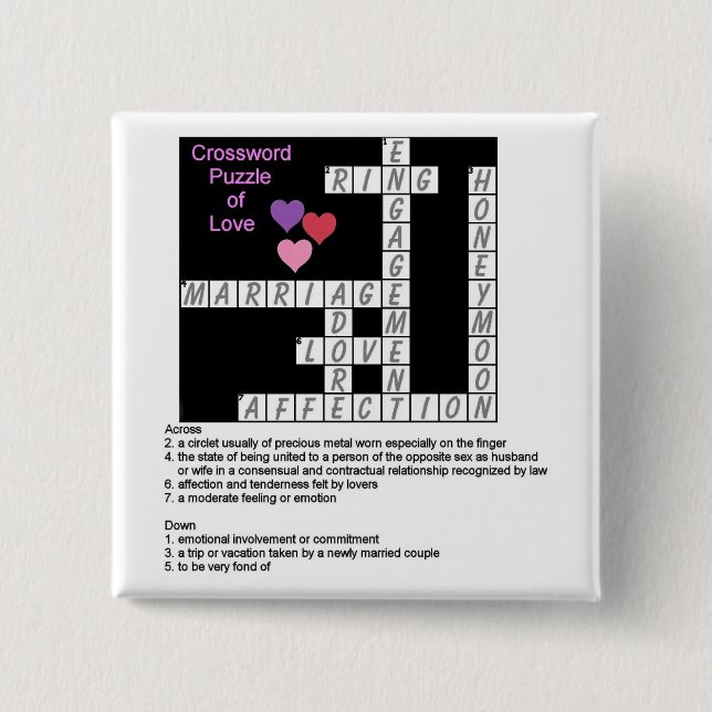 Kreuzworträtsel der Liebe Button (Vorderseite)