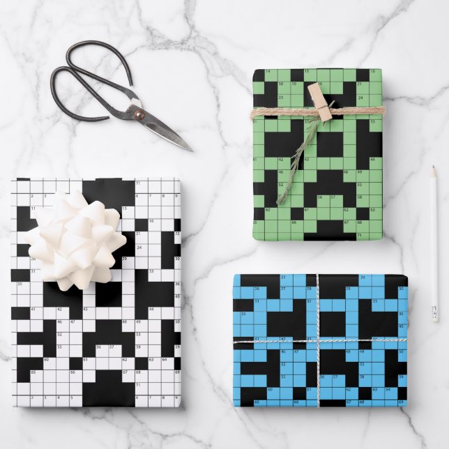 Kreuzworträtsel-Design-Wrapping-Paper-Set Geschenkpapier Set (Vorderseite)