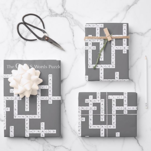 Kreuzworträtsel Puzzle Semantics Spaß grau Geschenkpapier Set (Vorderseite)