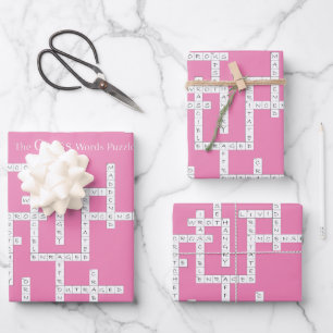 Kreuzworträtsel Puzzle Semantics Spaß Rosa Geschenkpapier Set