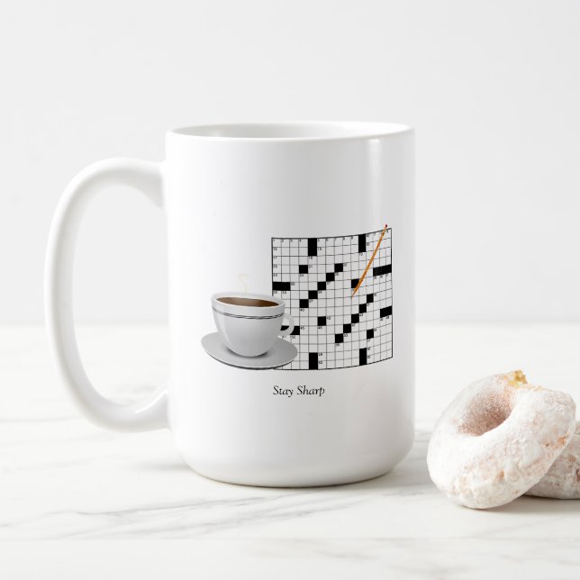 Kreuzworträtsel-Tasse Kaffeetasse (Mit Donut)