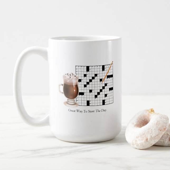 Kreuzworträtsel-Tasse Kaffeetasse (Mit Donut)