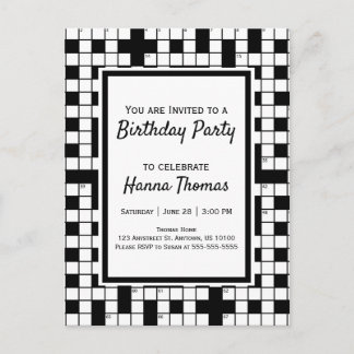 Kreuzworträtsel Thema Geburtstag Einladung Postcar