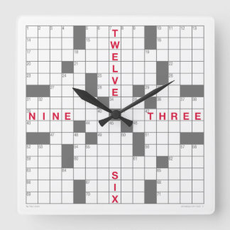 Kreuzwortschloss mit herunterladbarem Puzzle (grau Quadratische Wanduhr