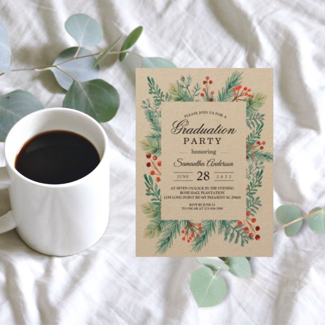 Krfat Winter Leaf Rahmen Grüne Einladung (Von Creator hochgeladen)