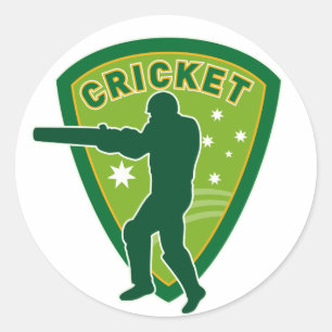 Kricket Batsman-Schlagen-Silhouette Australien Runder Aufkleber