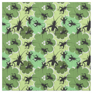 Kricket-Blumenmuster-Grün + Schwarzes Stoff