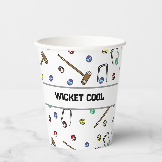 Kricket Cool Cute Krocket Preppy Handgezeichnet Pappbecher (Vorderseite)