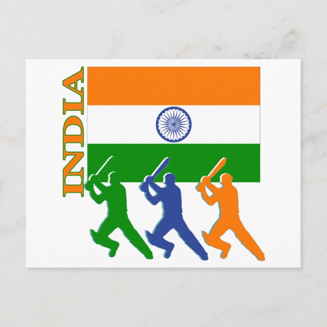 Kricket Indien Postkarte (Vorderseite)