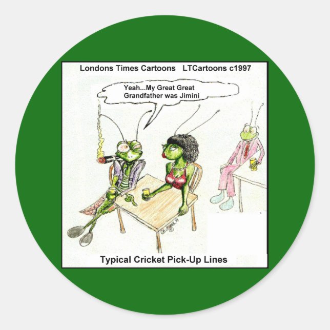 Kricket Pick-up Lines Funny Runder Aufkleber (Vorderseite)