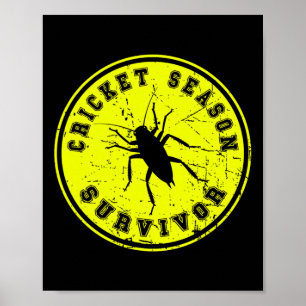 Kricket-Saison-Überlebender Schwarzes Feld Kricket Poster