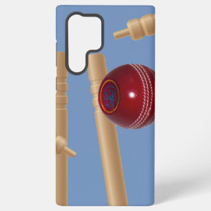 Kricketball auf Blau zerschmettert Kricketstumps, Samsung Galaxy Hülle