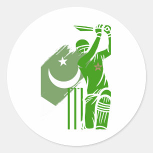 Kricketpakistan bluten grün runder aufkleber