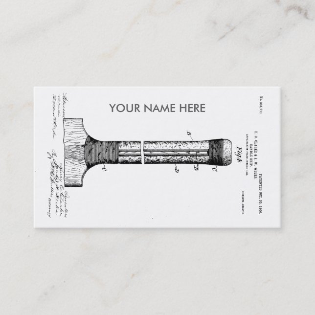 KRICKETSCHLÄGER-PATENT - CIRCA 1906 VISITENKARTE (Vorderseite)