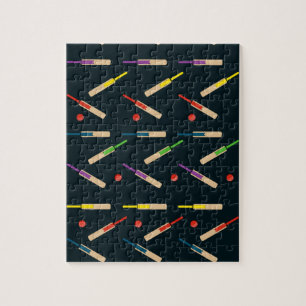 Kricketschläger-und Ball-Puzzlespiel/Laubsäge Puzzle