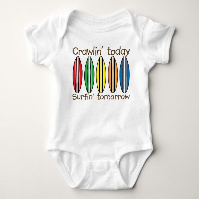 Kriechen heute morgen surfend baby strampler (Vorderseite)