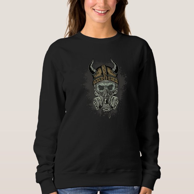 Kriechender Schädel mit Gasmaske Sweatshirt (Vorderseite)