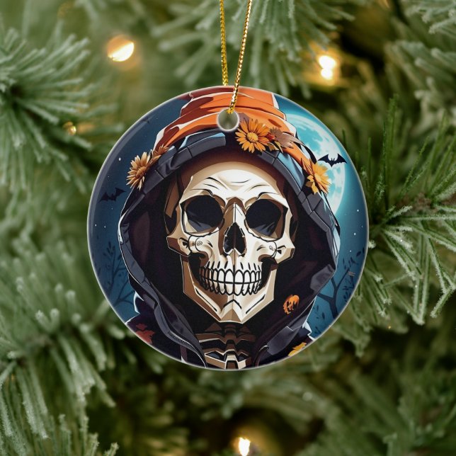 Kriechendes SchädelHalloween Keramik Ornament (Baum)