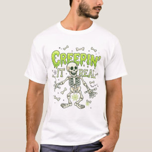 Kriecht es echt Skelett Halloween Knochen Spinne W T-Shirt