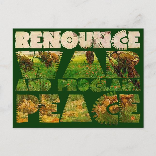 Krieg beenden und Frieden verkünden Postkarte (Vorderseite)