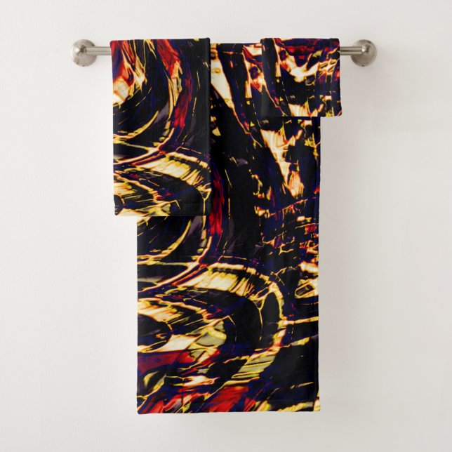 Krieg der goldenen Bänder gegen Rot, in dunklem Fo Badhandtuch Set (Insitu)