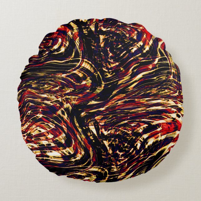 Krieg der goldenen Bänder gegen Rot, in dunklem Fo Rundes Kissen (Vorderseite)