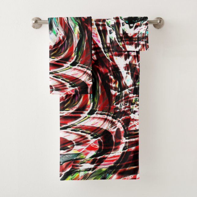 Krieg der grünlichen Zyanenstreifen gegen Rot Badhandtuch Set (Insitu)