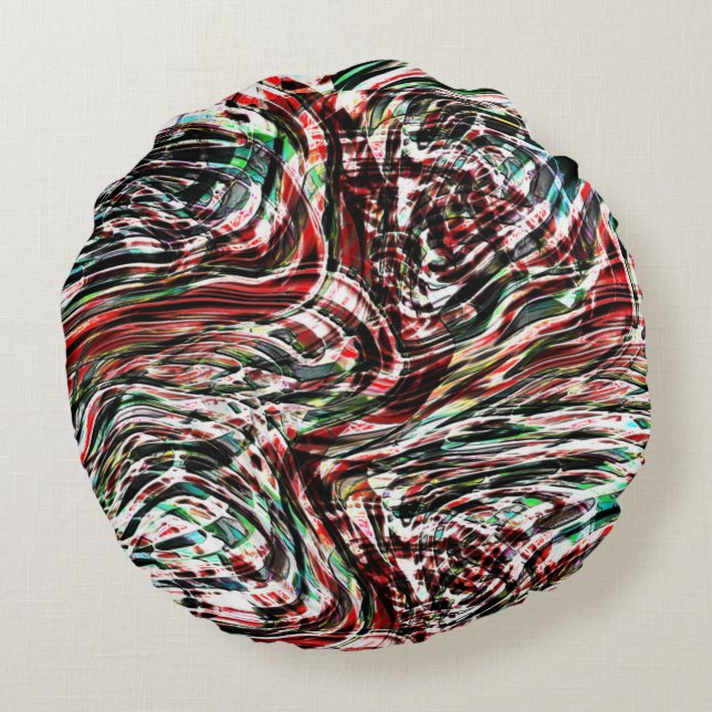 Krieg der roten Bänder gegen Cyan Rundes Kissen (Rückseite)