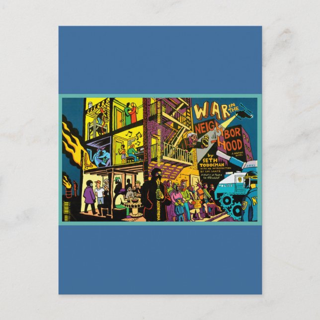 Krieg in der Nachbarschaft Cartoon Art Postkarte (Vorderseite)