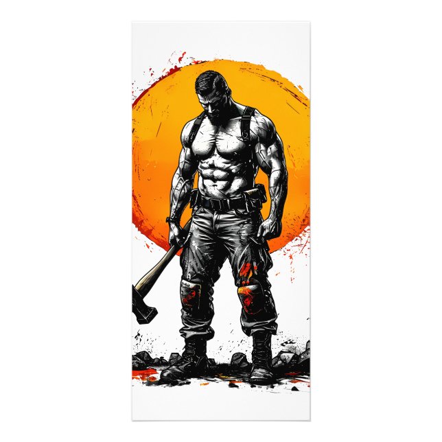 Krieger Barbar mittelalterliche Fantasie hummerRac Werbekarte (Vorne)