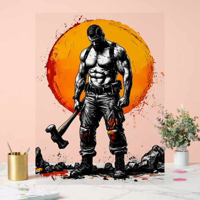 Krieger barbarische mittelalterliche Fantasie Humm Acrylschild (Hochzeit)