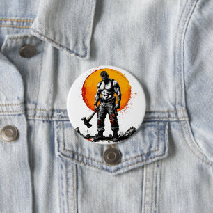 Krieger barbarische mittelalterliche Fantasie Humm Button