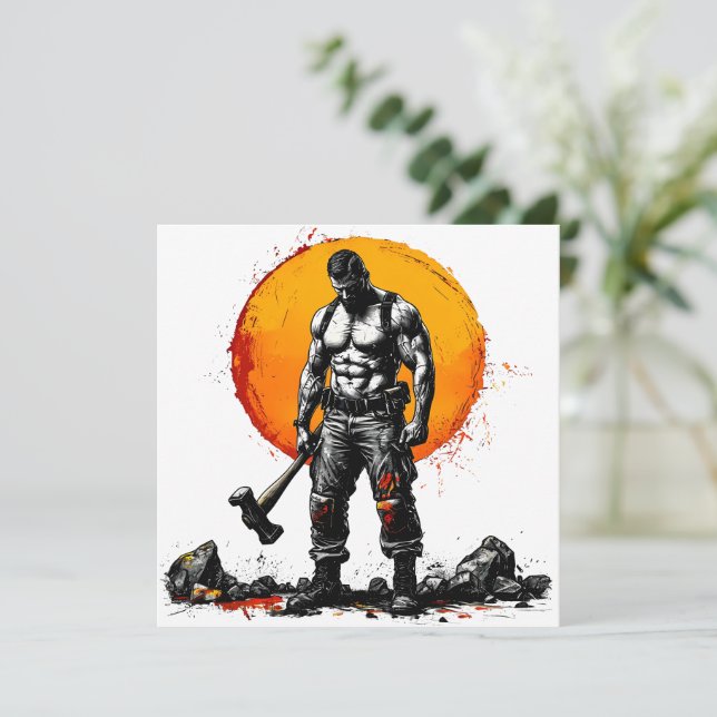 Krieger barbarische mittelalterliche Fantasie Humm Karte (Stehend Vorderseite)