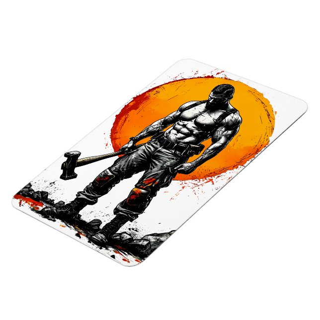 Krieger barbarische mittelalterliche Fantasie Humm Magnet (Linke Seite)