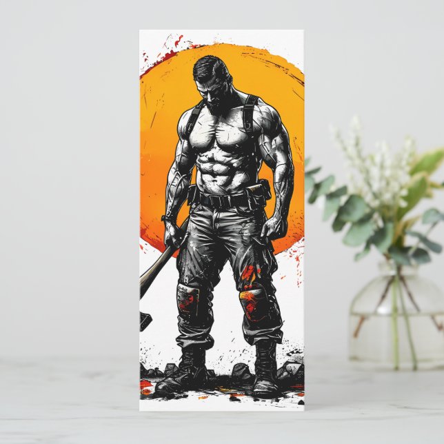 Krieger barbarische mittelalterliche Fantasie Humm Menükarte (Stehend Vorderseite)