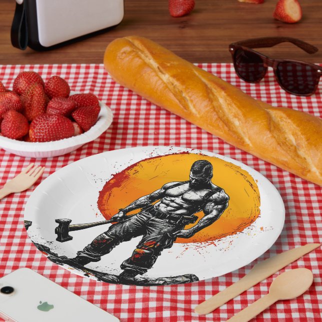 Krieger barbarische mittelalterliche Fantasie Humm Pappteller (Picknick)