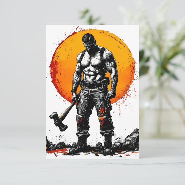 Krieger barbarische mittelalterliche Fantasie Humm Save The Date (Stehend Vorderseite)