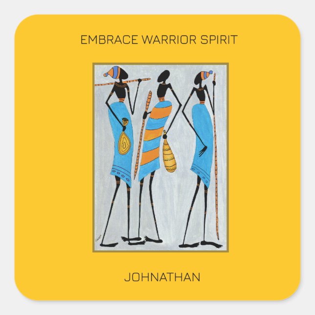 Krieger der Inspiration, afrikanische Kunst Quadratischer Aufkleber (Vorderseite)