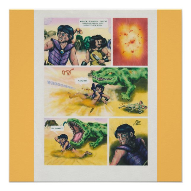 Krieger des Fantasiekrieges im Comic kämpfen gegen Poster (Vorderseite)