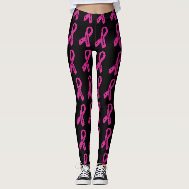 Krieger/gerissenes Band...Brustkrebs Leggings (Vorderseite)