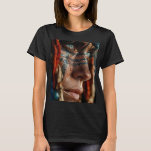 Krieger-Gesicht-Kunst-T-Shirt Stammeskrieger-Gra T-Shirt